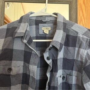 L.L. Bean Navy and Light Blue Checkered Shirt